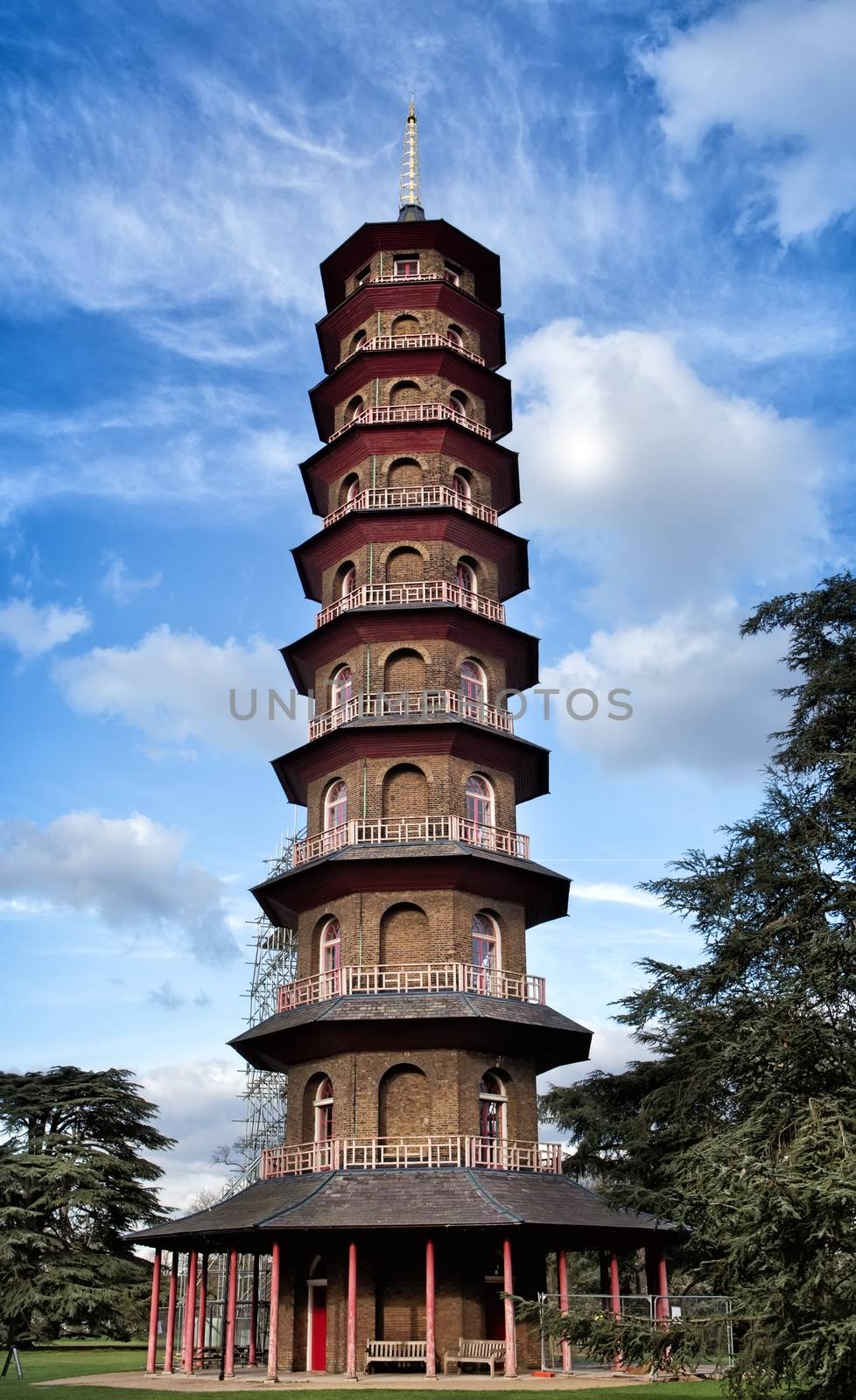 The Chinese pagoda in Kew Gardens in London by mitakag
