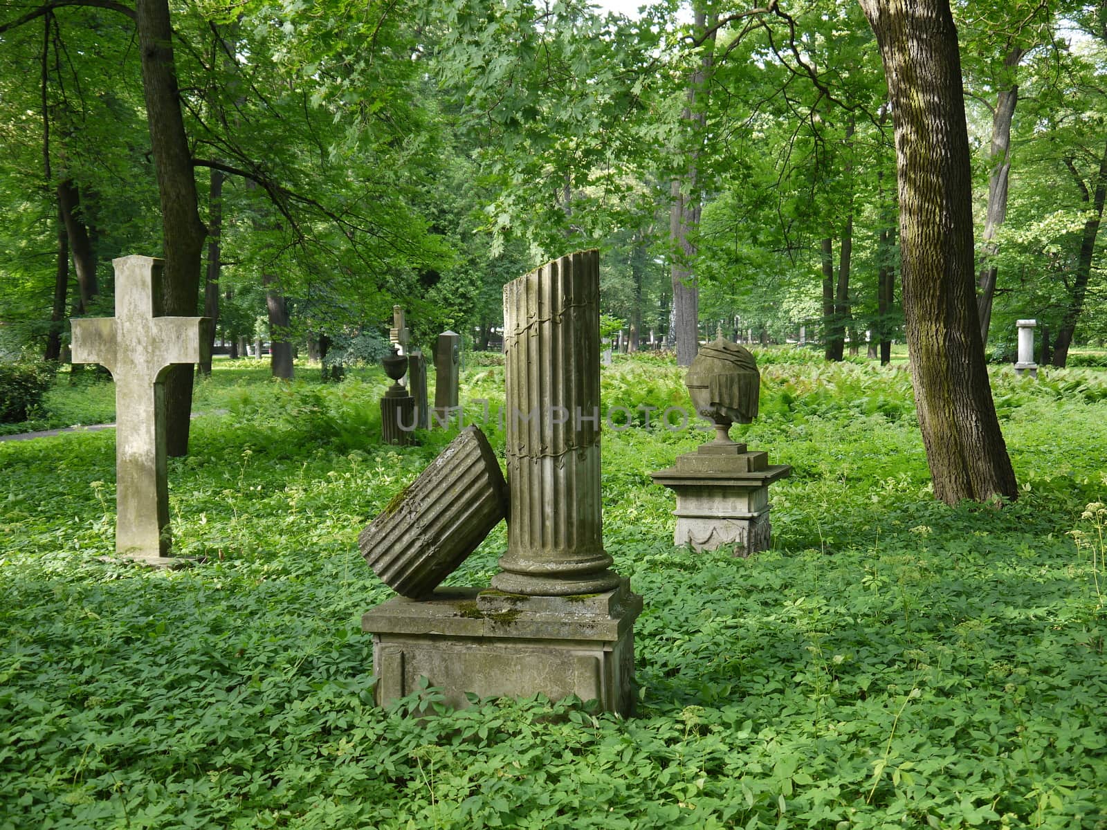 Old cemetery  ruins with crosses in Latvia