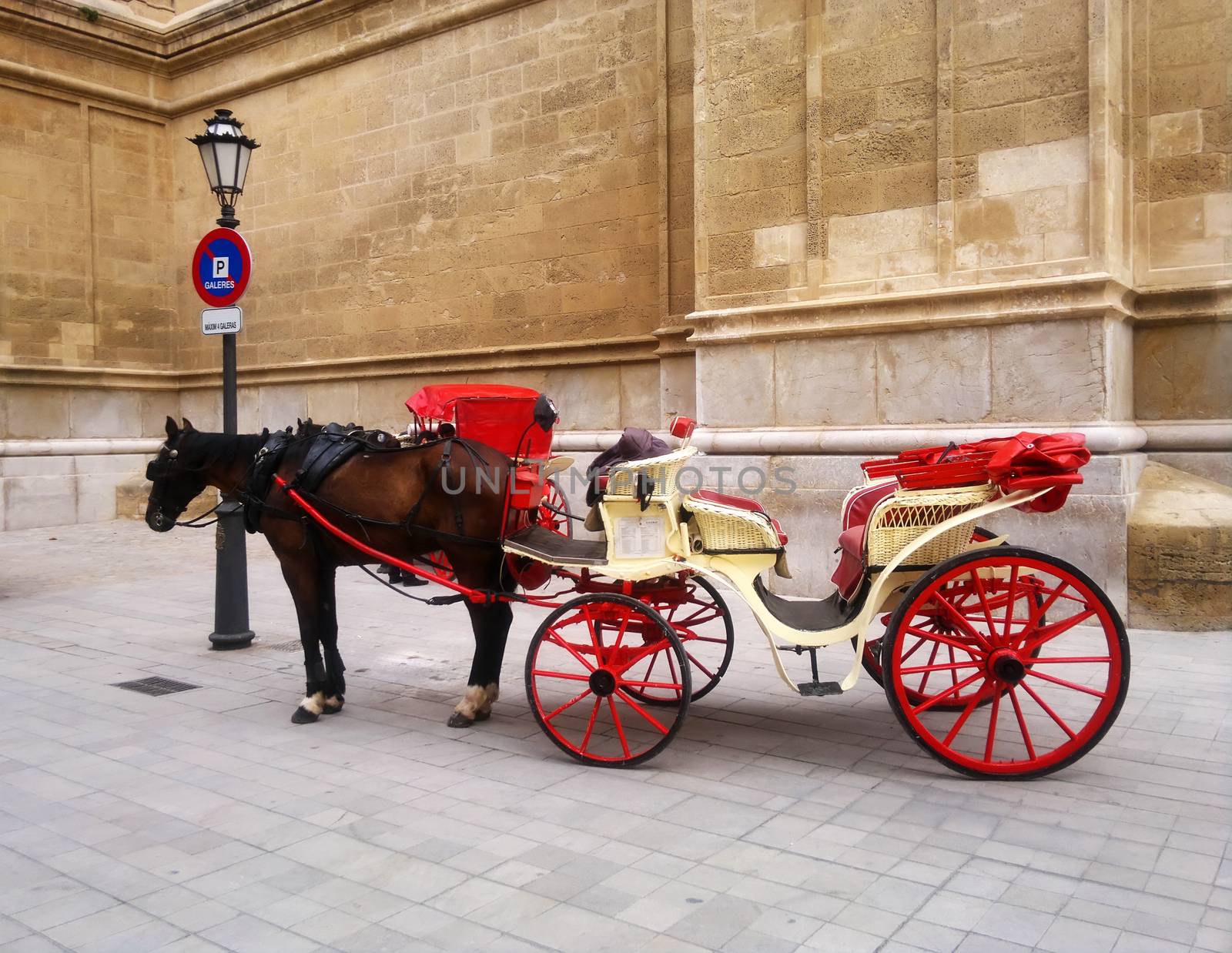Red Cart with horse in Spain, Mallorca by dolfinvik