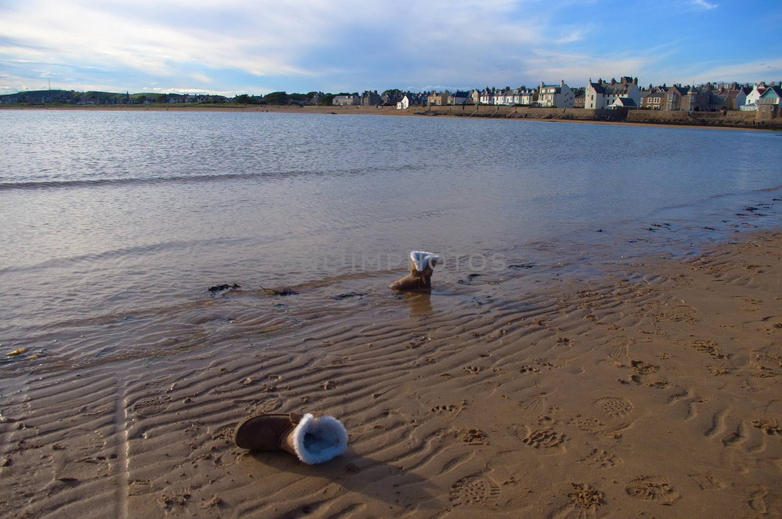 Sea Bay in the Scotland, empty beach