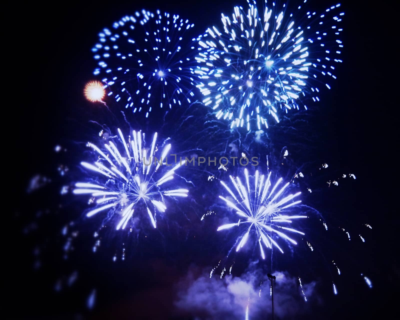 Colorful fireworks on the black sky for new year