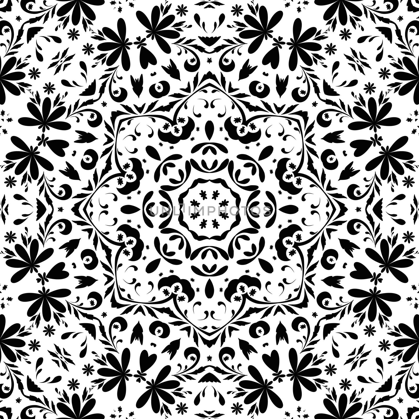 Seamless outline floral pattern by alexcoolok