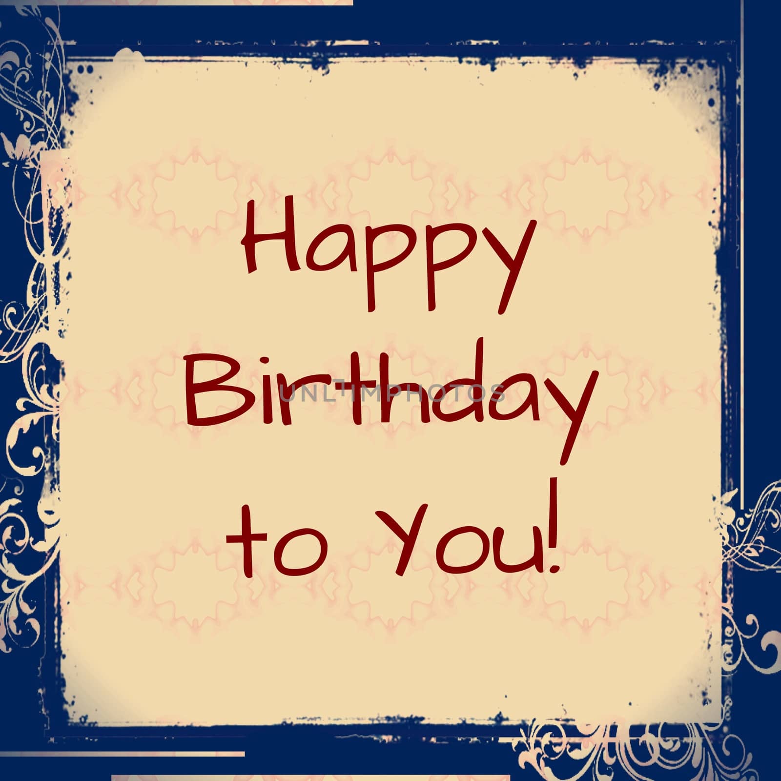 Digital computer graphic - postcard Happy Birthday to You in a old style.