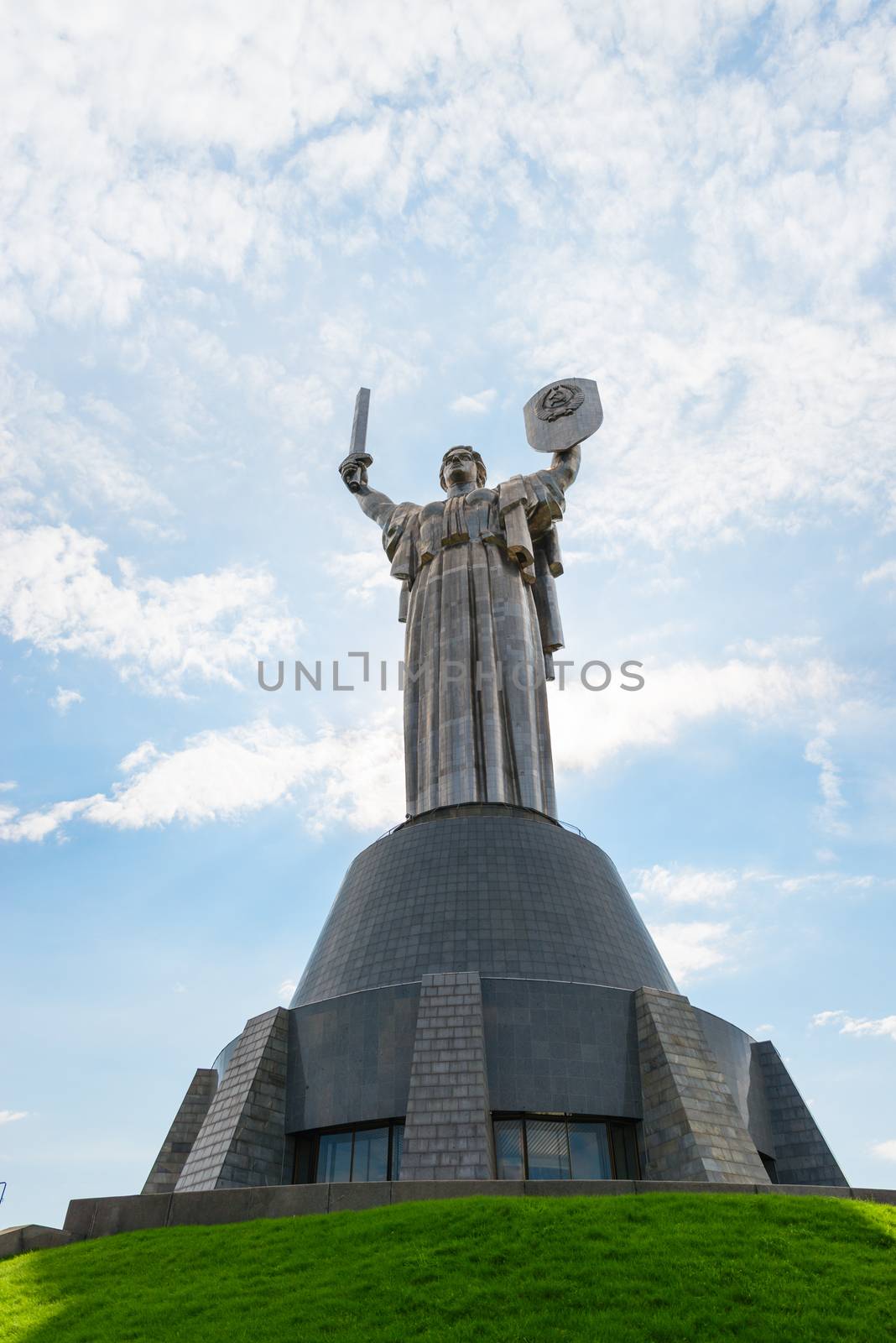 KIEV, UKRAINE - SEP 11, 2013: Monumental statue Mother Motherland built by Yevgeny Vuchetich opened in 1981 year at The Ukrainian State Museum of the Great Patriotic War. 