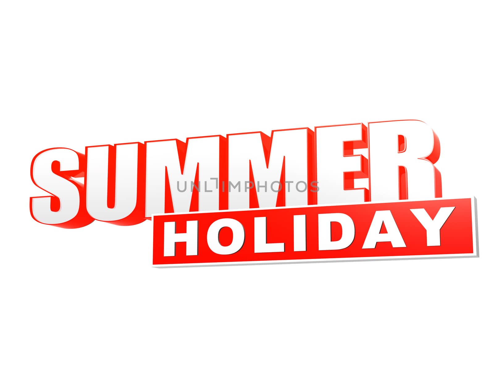 text summer holiday - 3d red orange white banner, letters and block, seasonal concept
