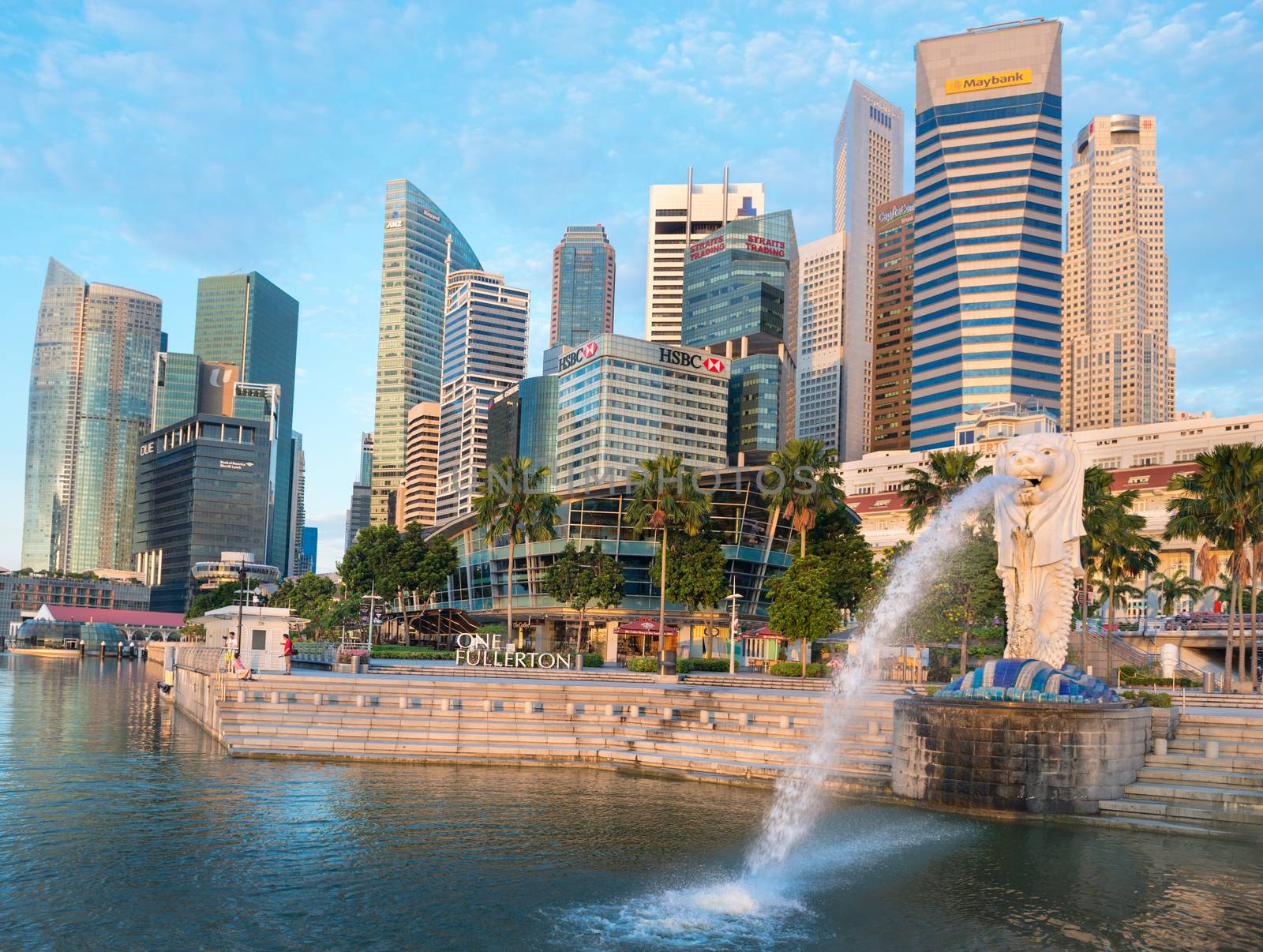 Merlion fountain  is a symbol of Singapore by iryna_rasko