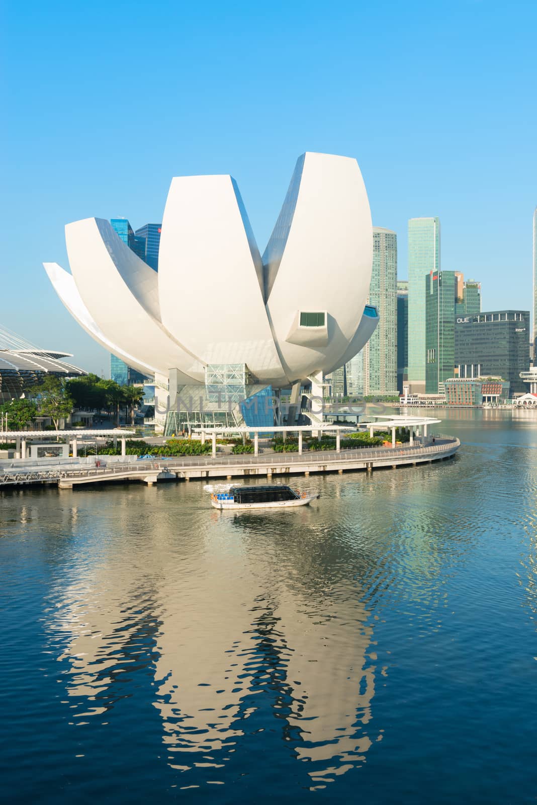 SINGAPORE - JUN 01, 2013: ArtScience Museum in Singapore. It is one of the attractions at Marina Bay Sands. It has 21 gallery spaces with a total area of 6,000 square meters. 