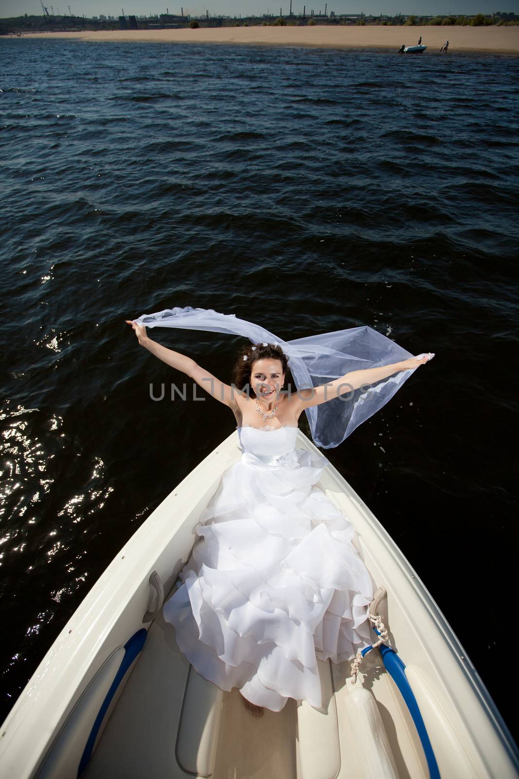 bride on the boat