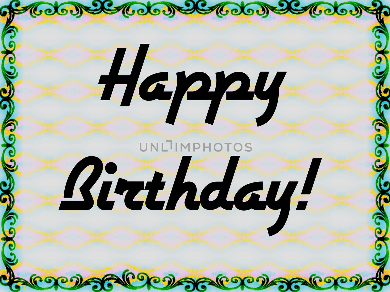 Digital computer graphic - postcard Happy Birthday to You!
