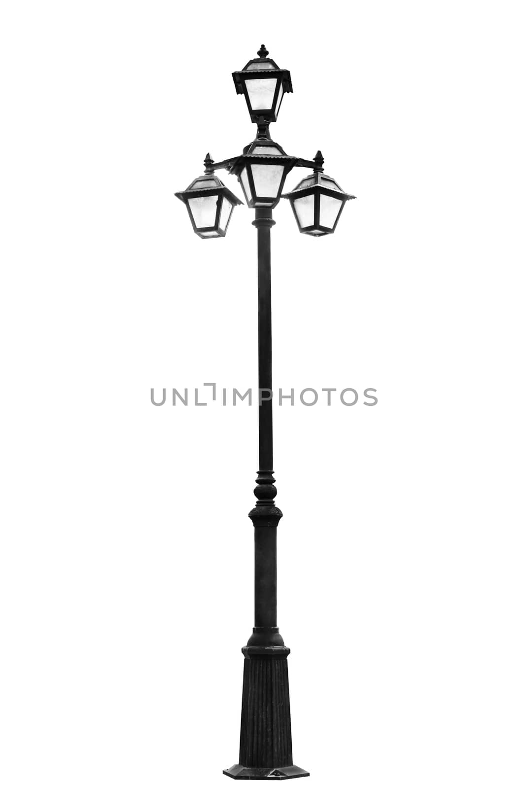 Light pole isolated on white background with path 