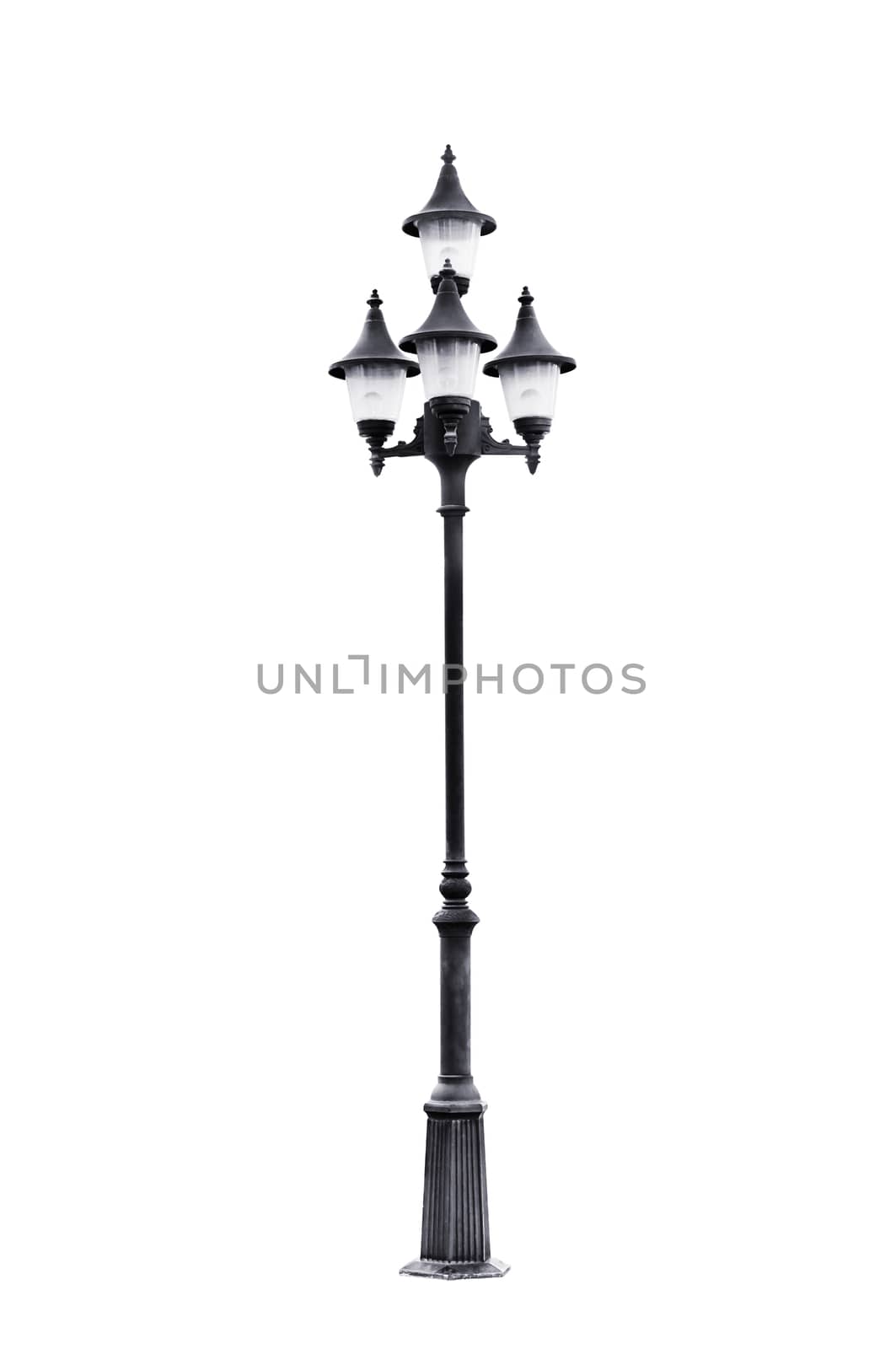 Light pole isolated on white background with path 