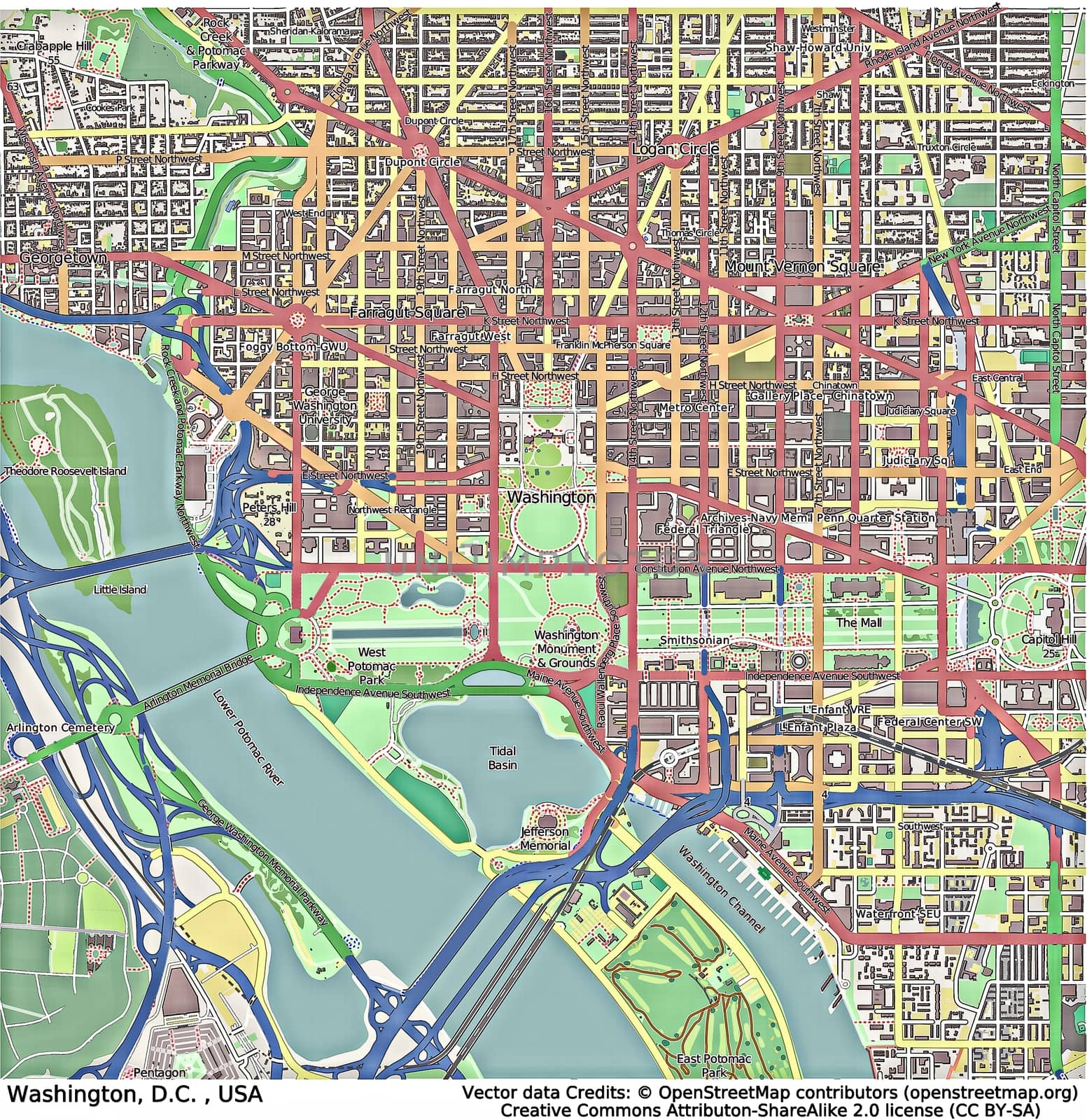 Washington District of Columbia aerial view