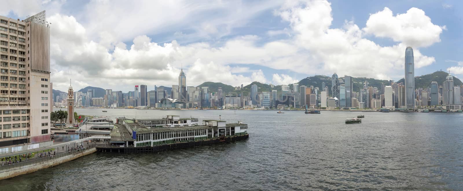 Hong Kong Central Island View from Tsim Sha Tsui Promenade Kowloon Pier Along Victoria Harbour Panorama
