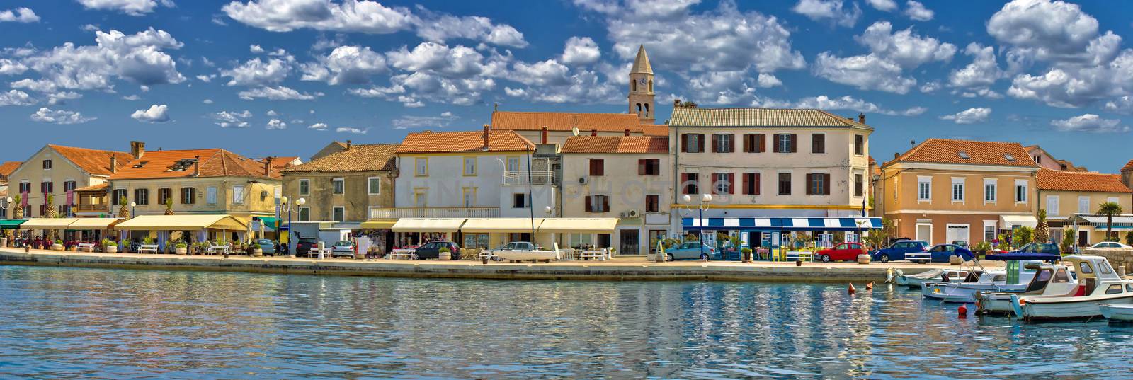 Town of Biograd na moru colorful waterfront panoramic view, Dalmatia, Croatia