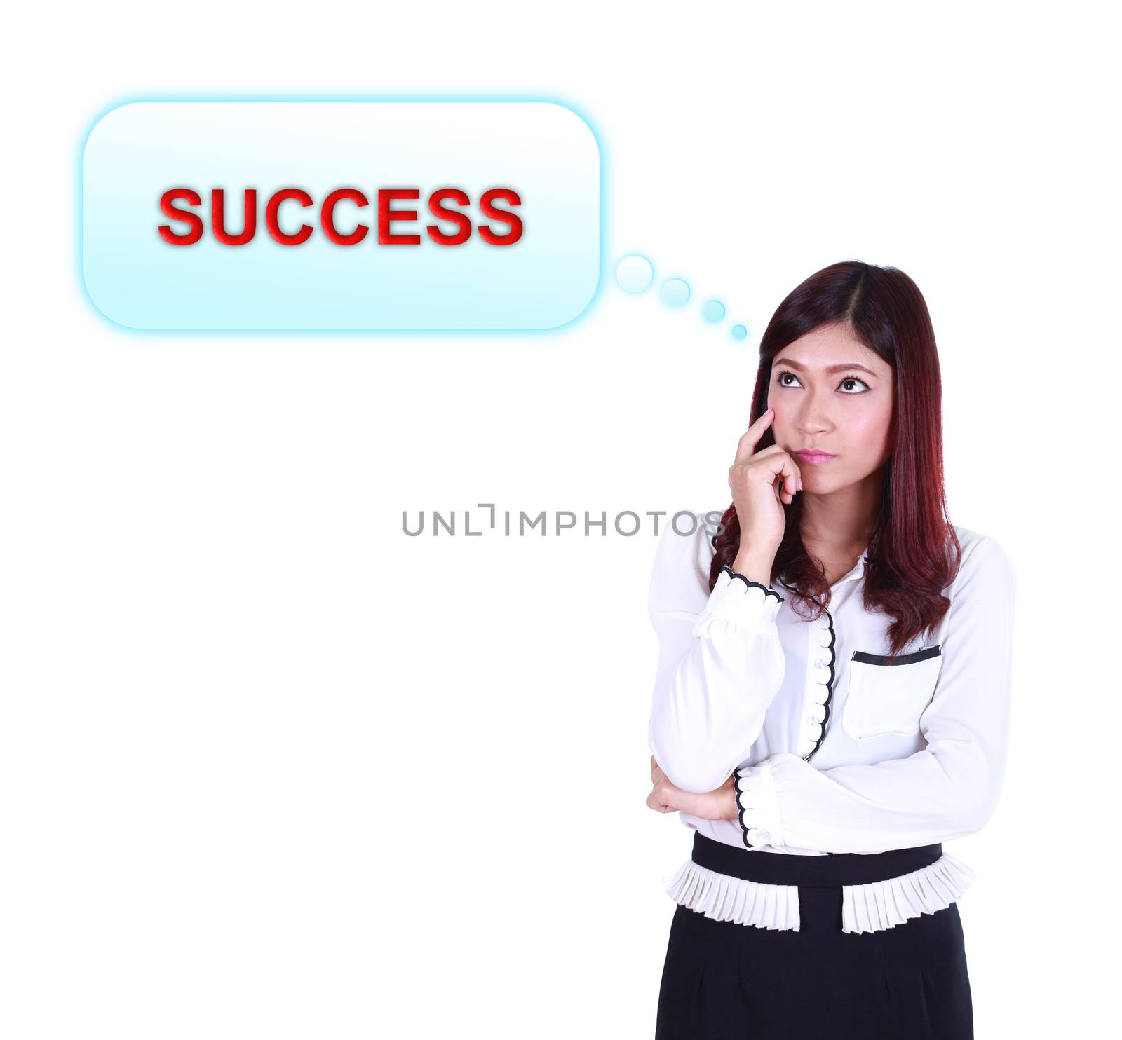 Business woman thinking about success by geargodz