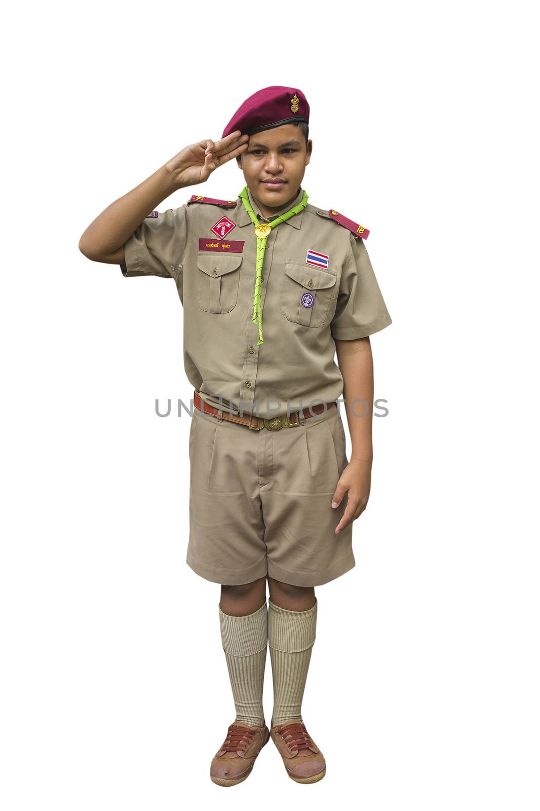 Thai boyscout isolated on white background
