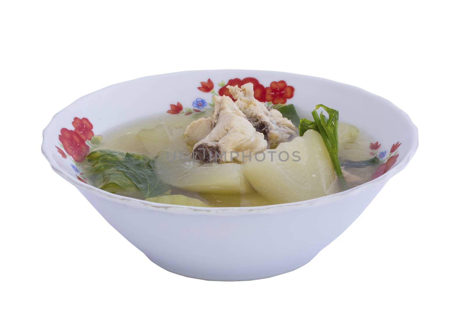 Chicken soup isolated on a white background