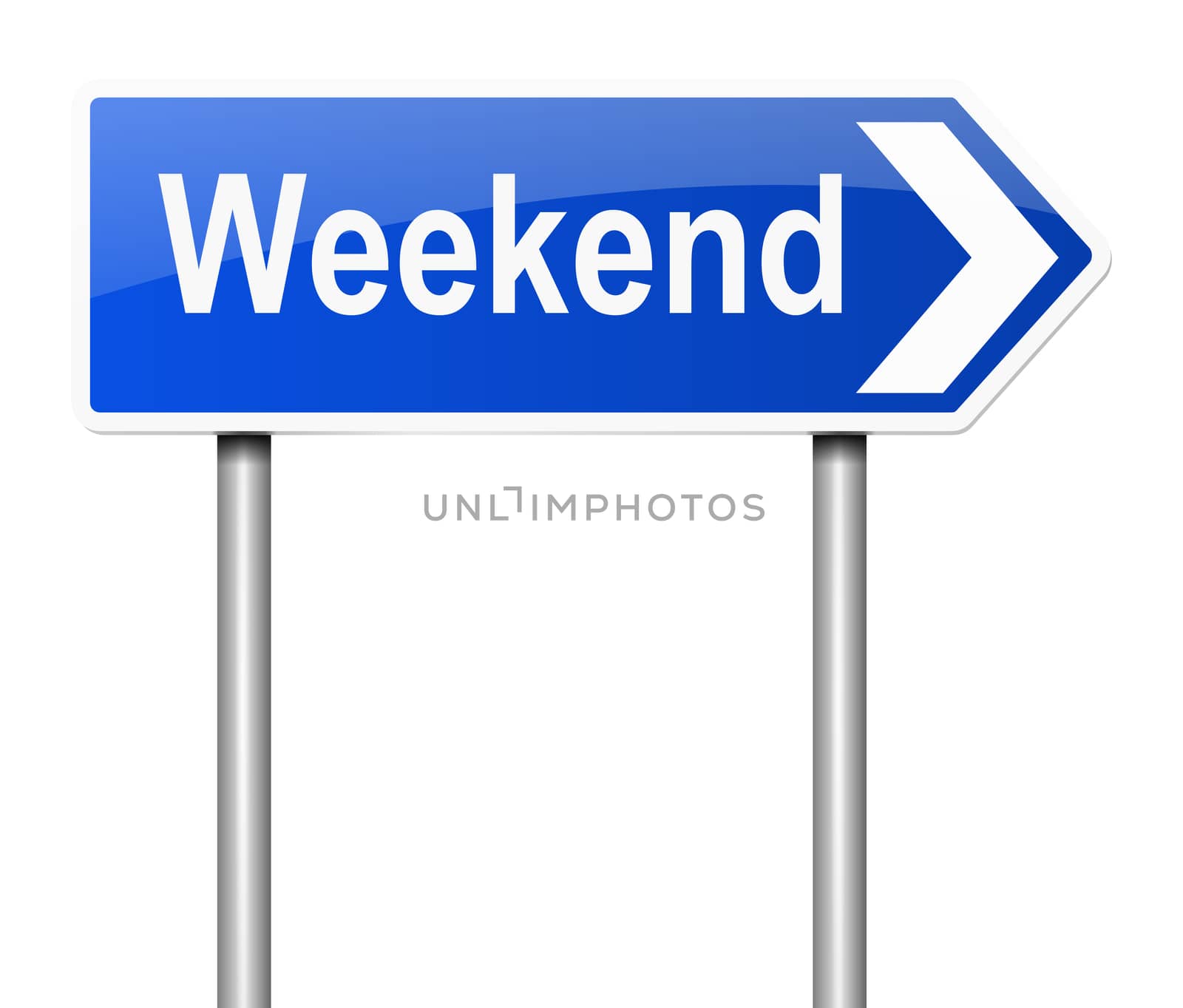 Illustration depicting a road sign with a weekend concept.