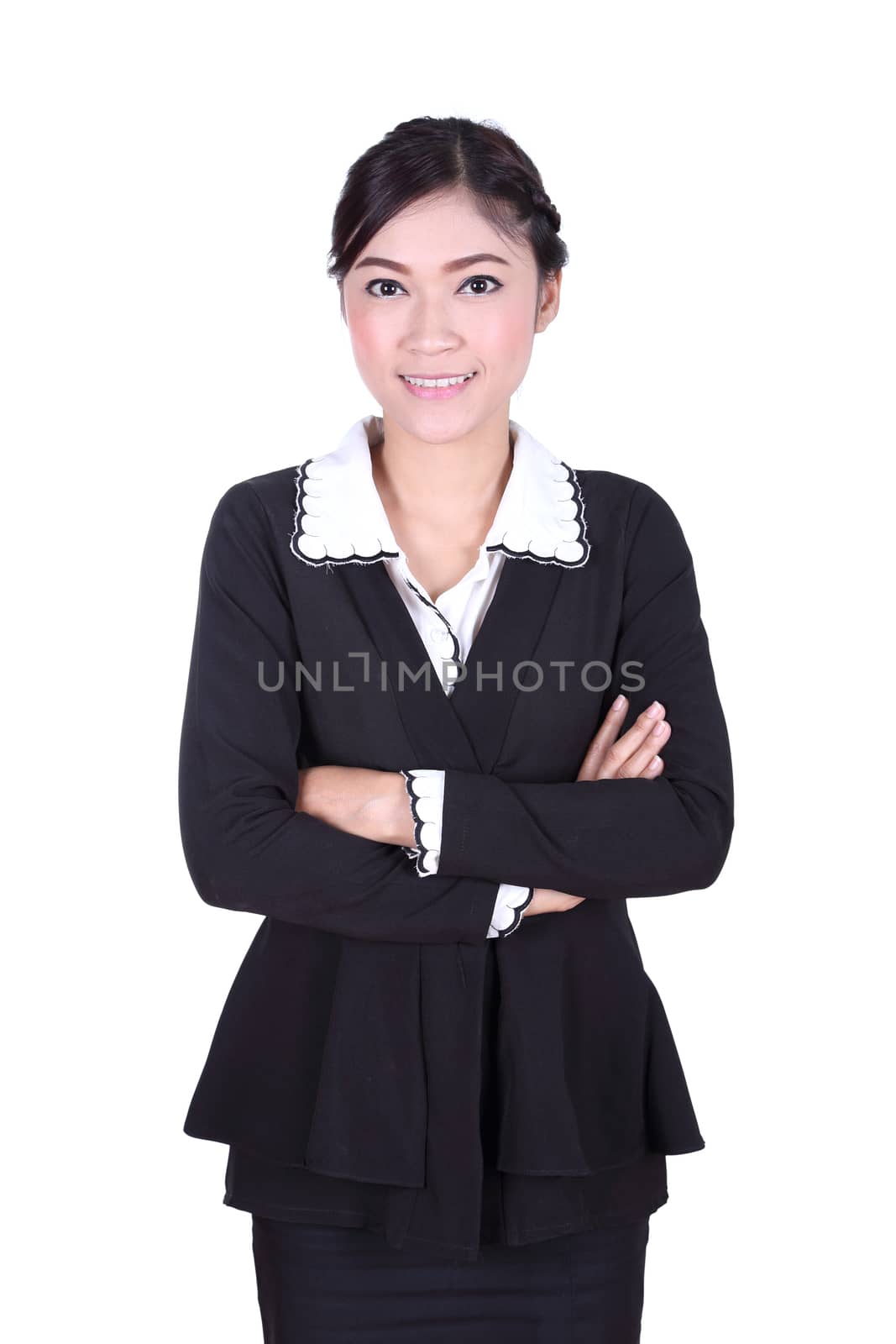 business woman confident smile standing isolated on white  by geargodz