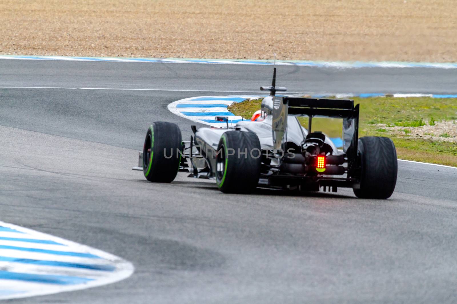 JEREZ DE LA FRONTERA, SPAIN - JAN 31:  Kevin Magnussen of McLaren F1 races on training session on January 31 , 2014, in Jerez de la Frontera , Spain