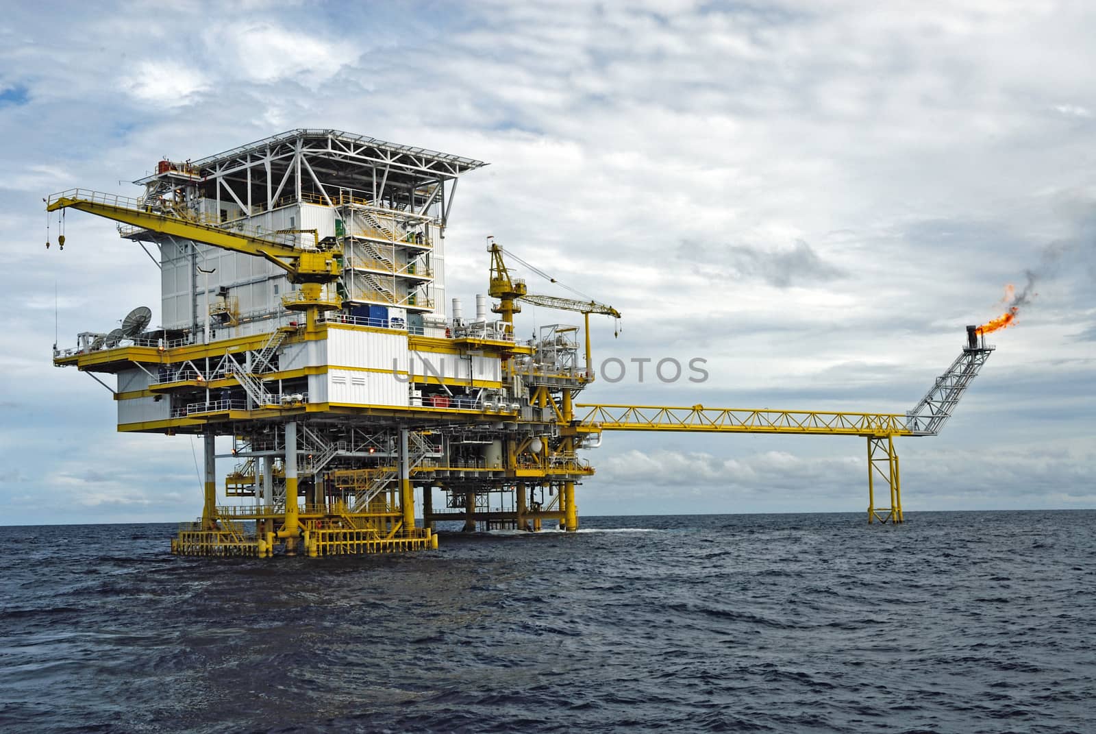 An offshore production platform in a Gulf of Thailand