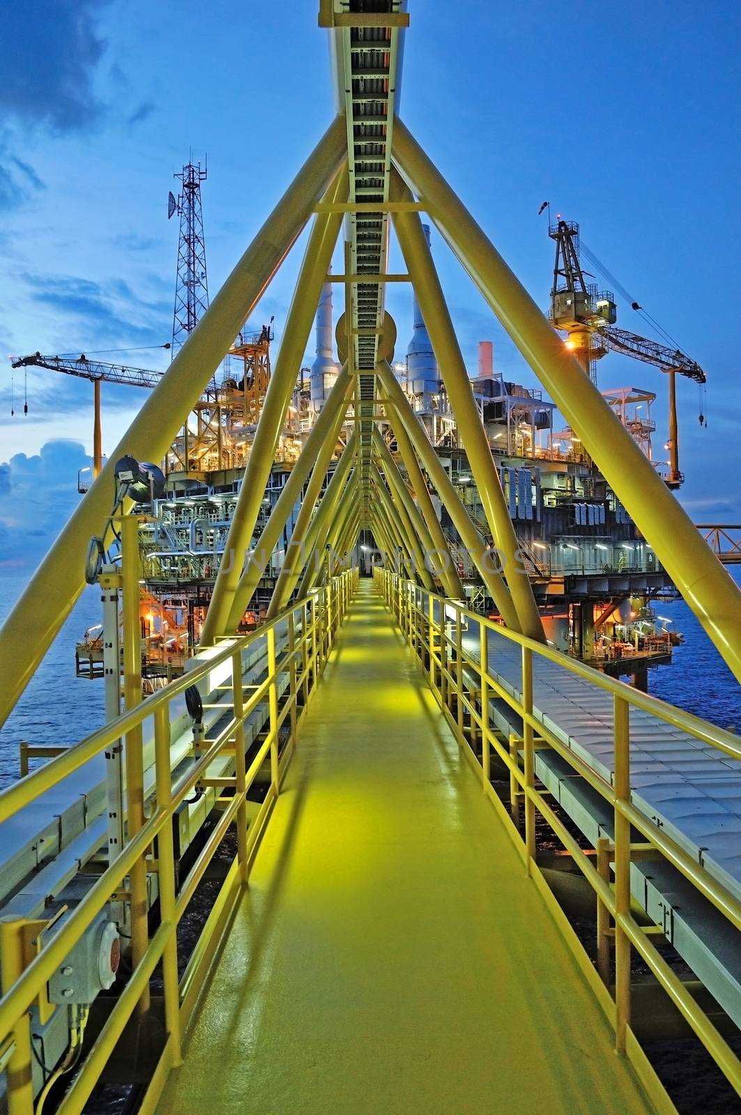 The gas flare is on the oil rig platform in the gulf of thailand by think4photop