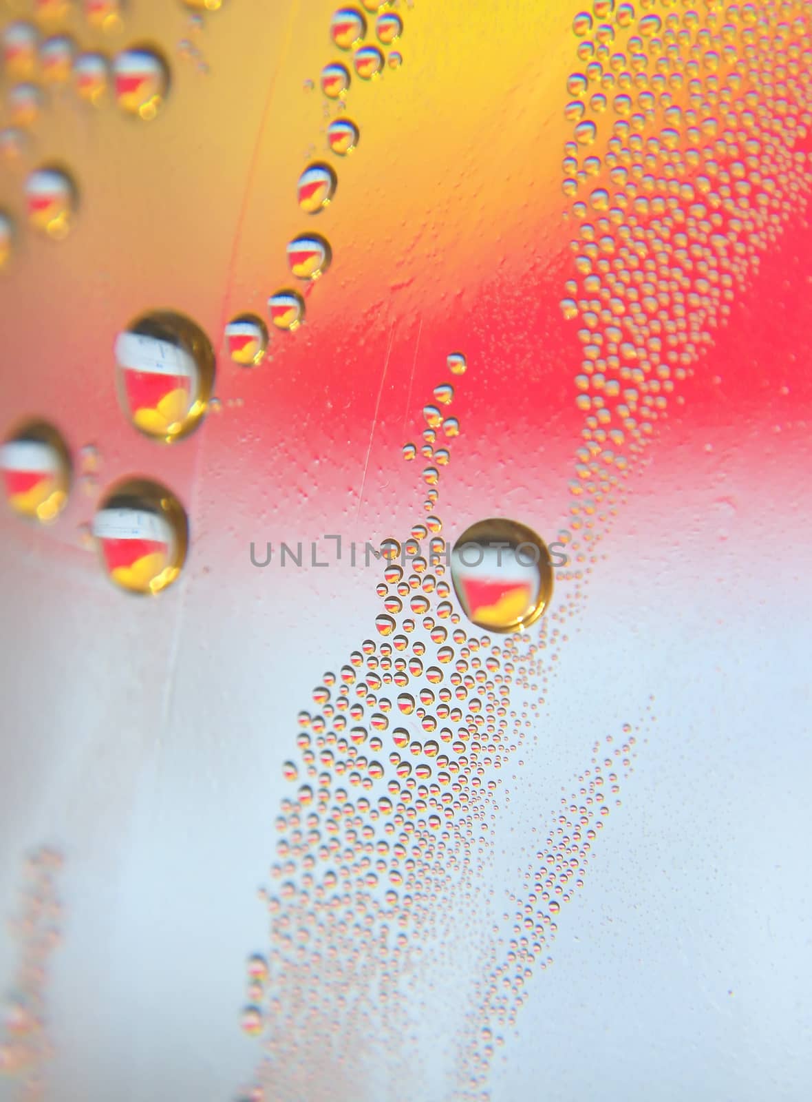 Drops of water on the crooked glass, shallow dof