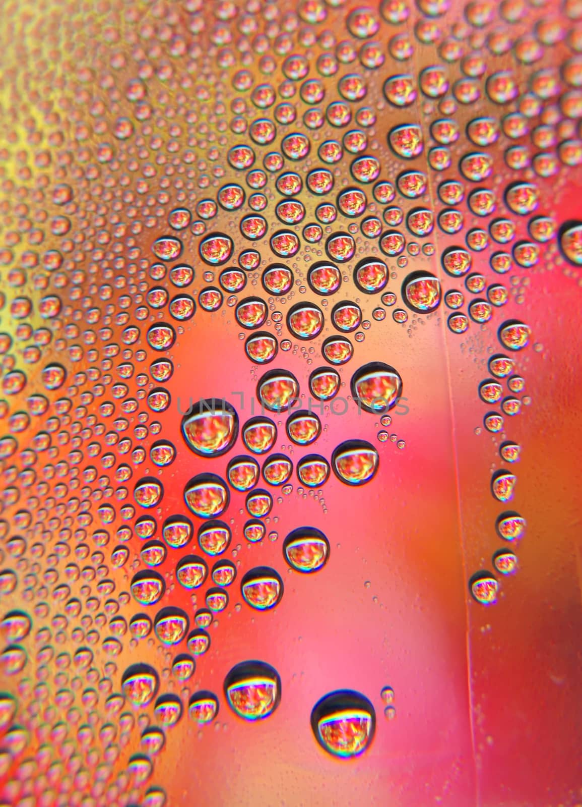 Drops of water on the crooked glass, shallow dof