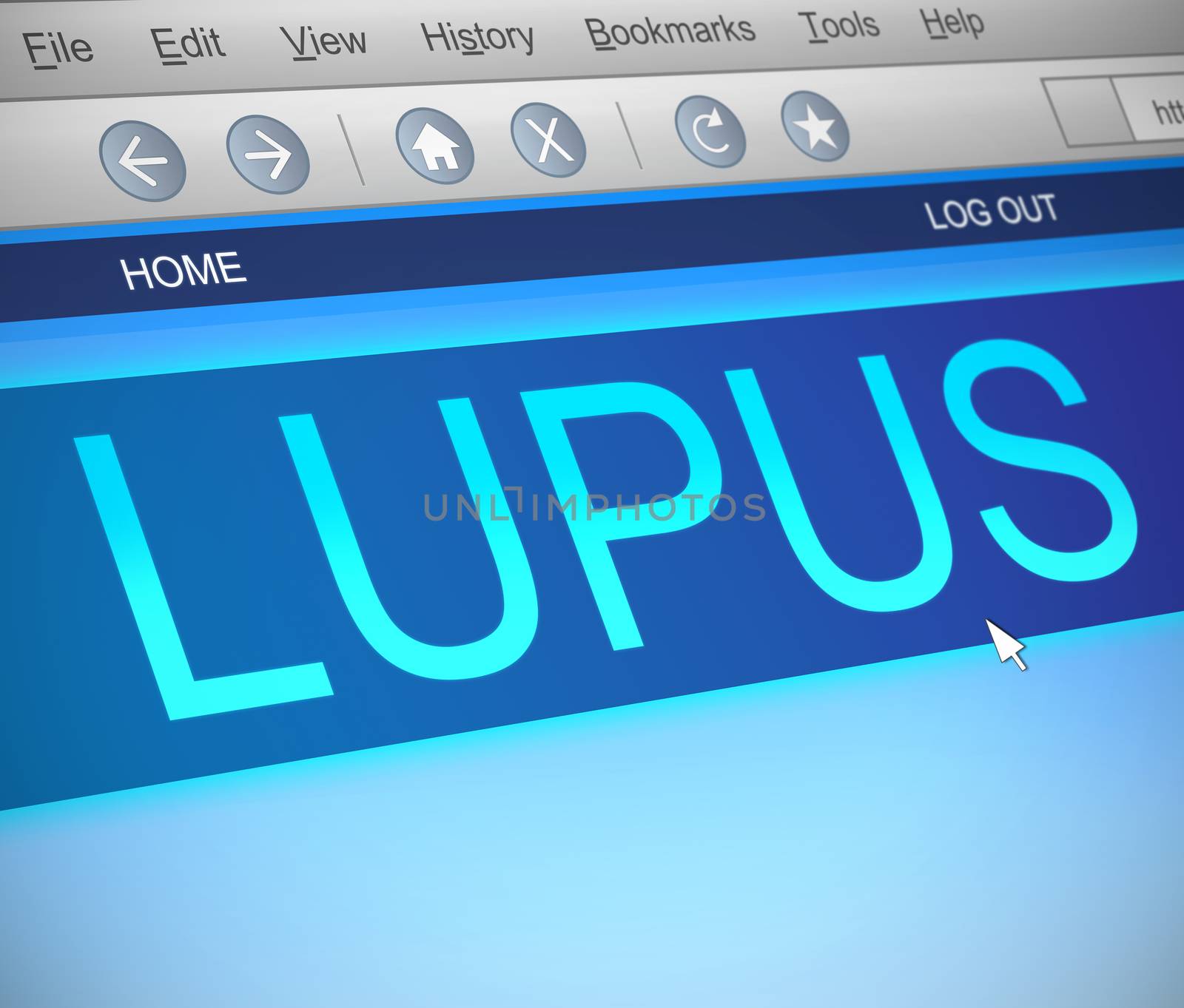 Illustration depicting a computer screen capture with a Lupus concept.