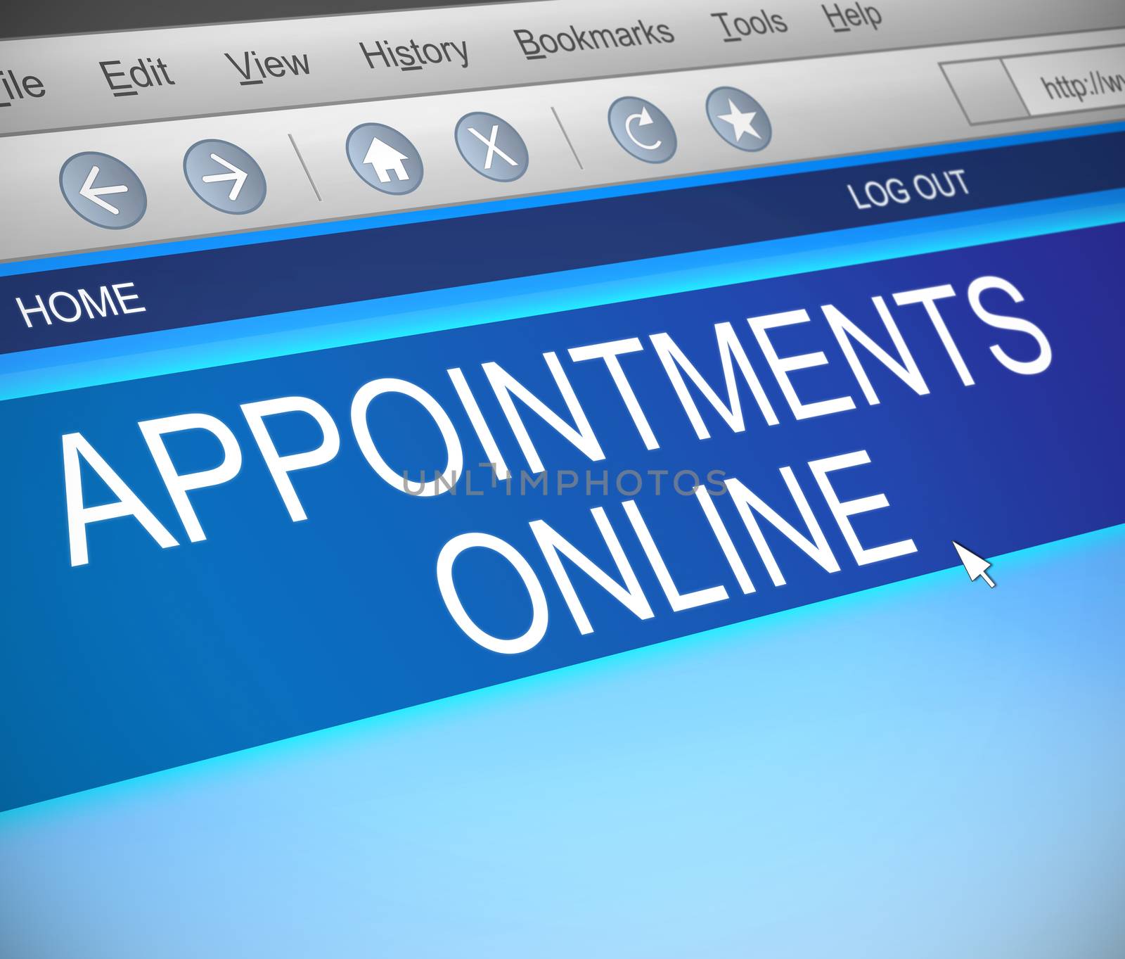 Illustration depicting a computer screen capture with an appointment concept.
