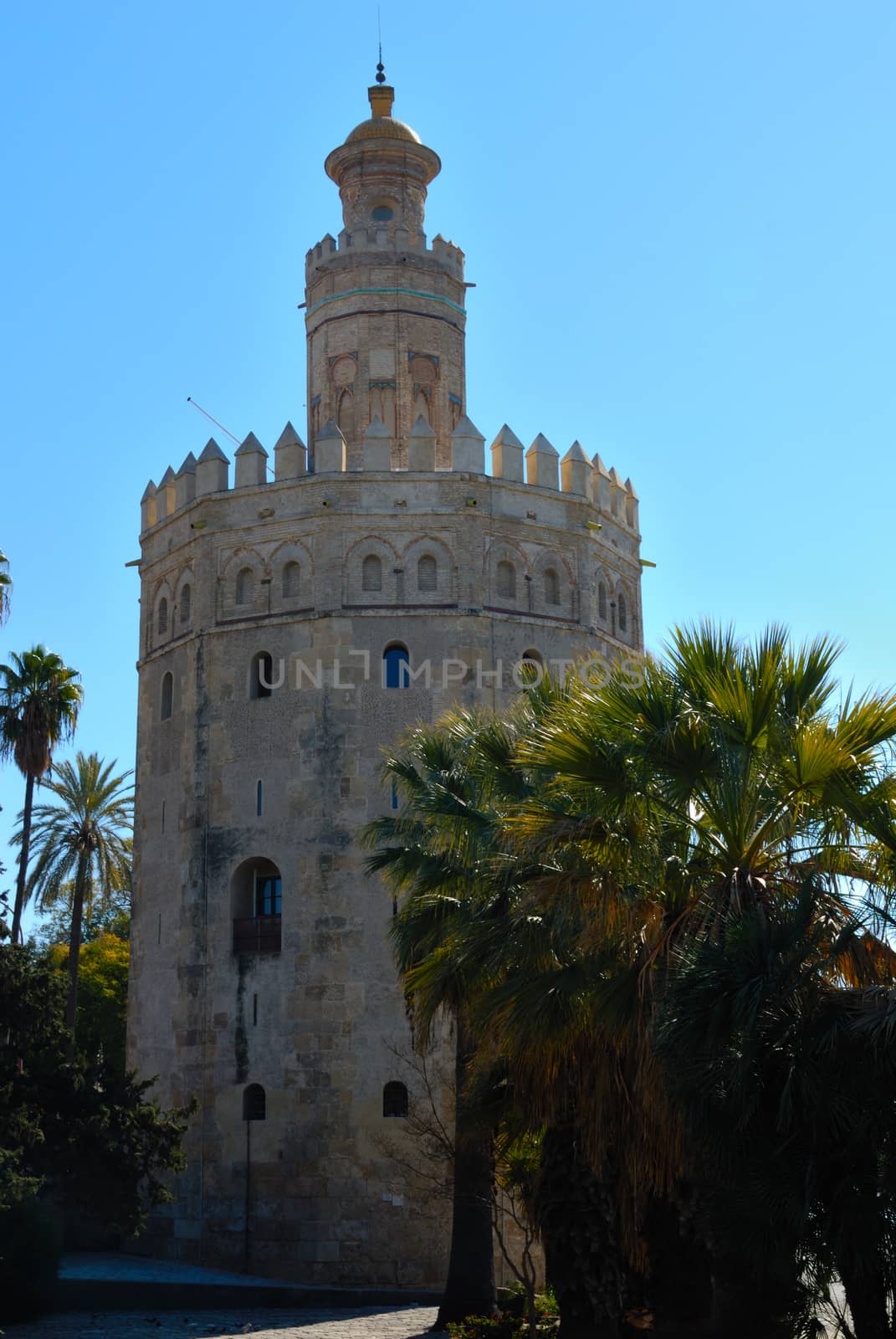 The Gold Tower is a dodecagonal military watchtower in Seville, southern Spain, built by the Almohad dynasty in order to control access to Seville via the Guadalquivir river.