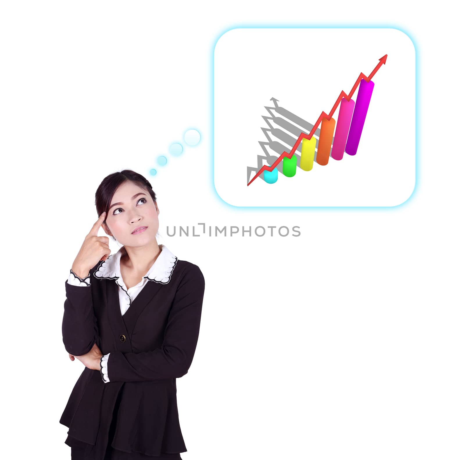 Business woman thinking about goal and graph by geargodz