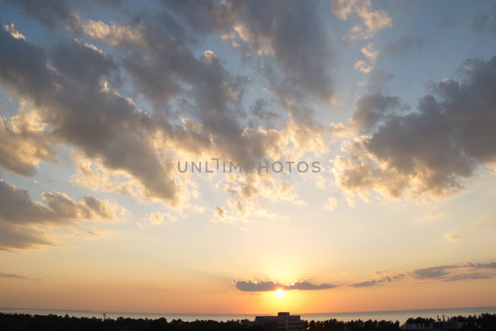 Sunset over sea in Baltic sea, Latvia