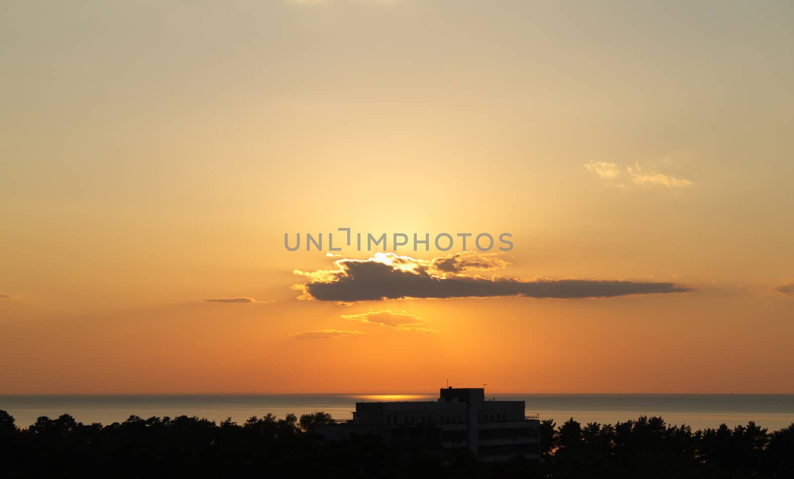 Sunset over sea in Baltic sea, Latvia