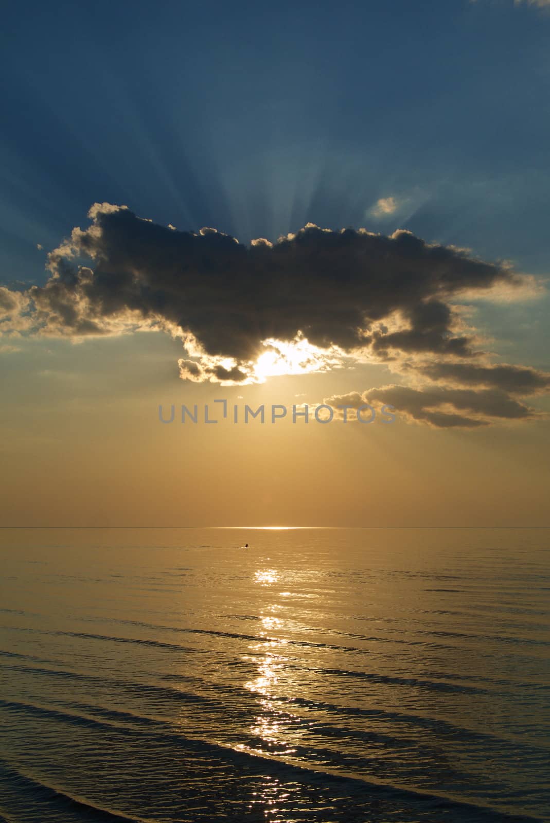 Sunset over sea in Baltic sea, Latvia