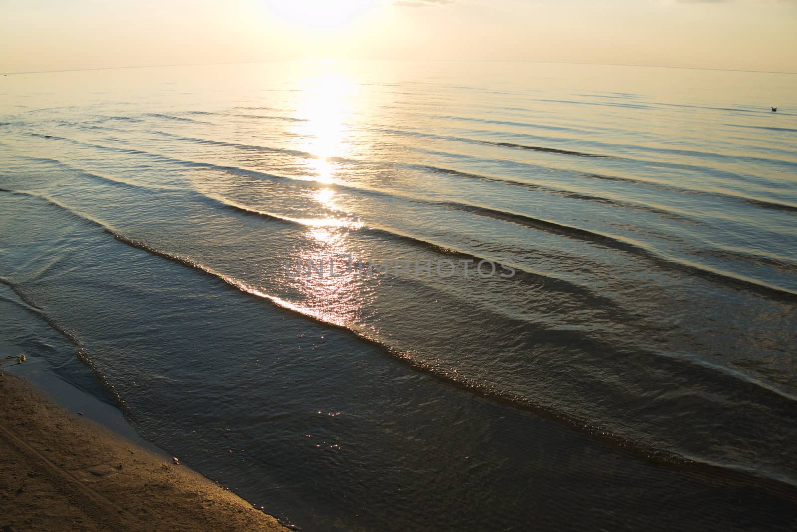 Sunset over sea in Baltic sea, Latvia