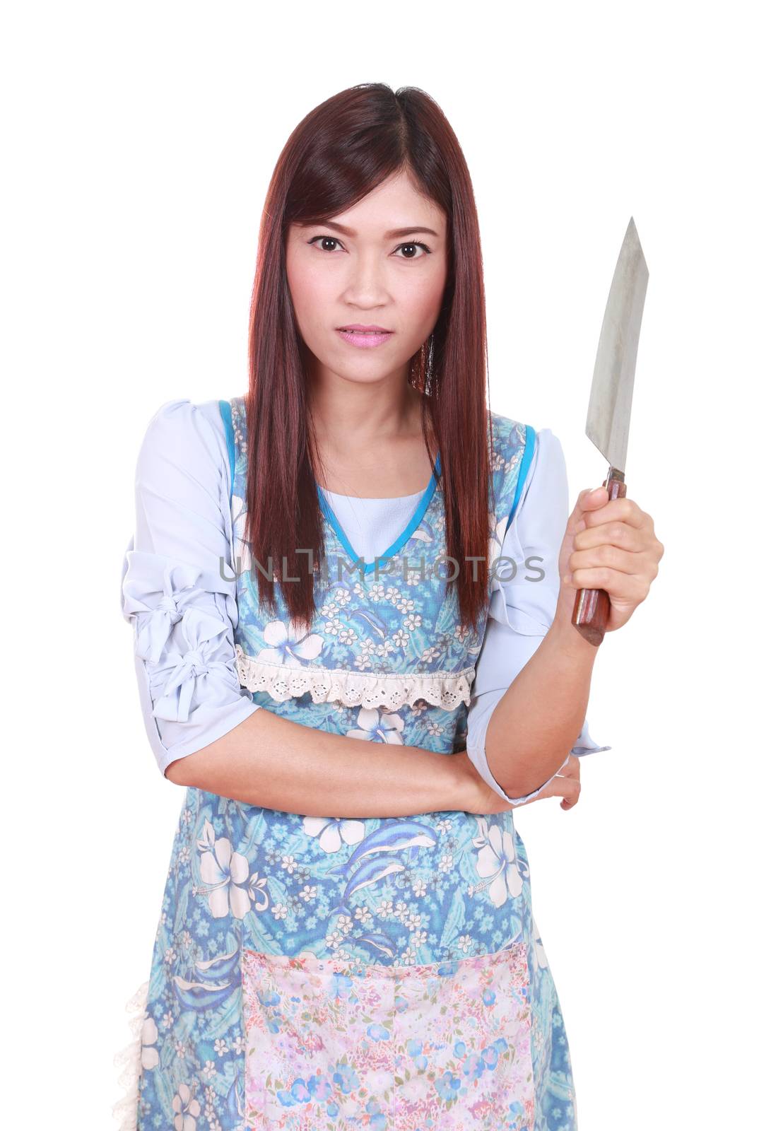 female chef holding a carving knife by geargodz