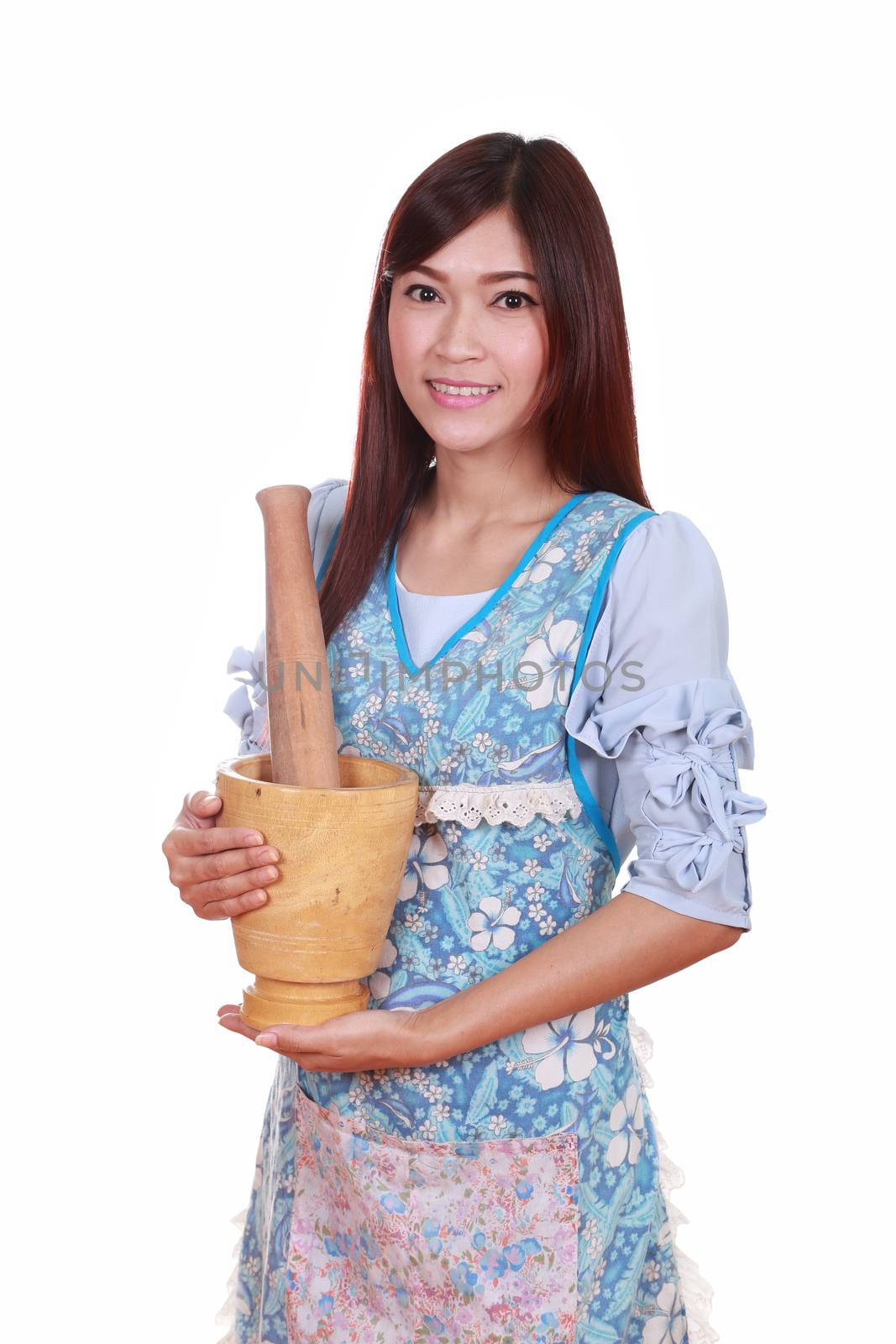 female chef with mortar and pestle  by geargodz