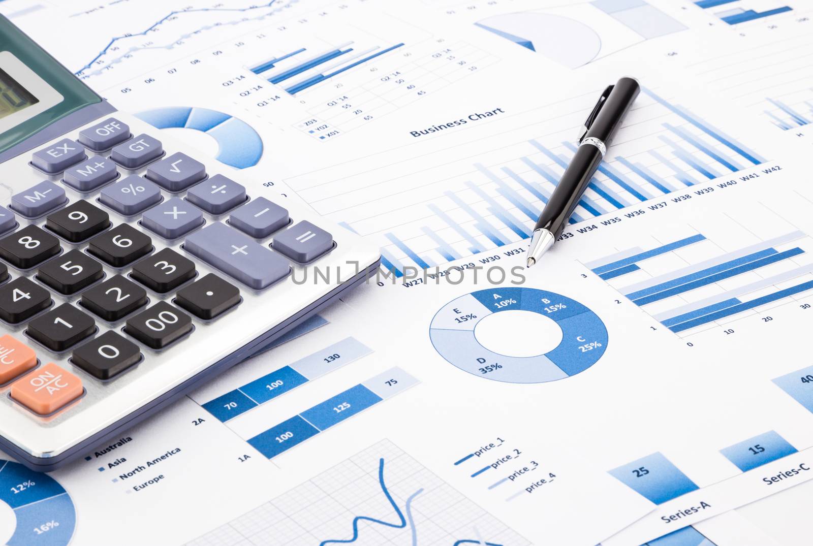 blue business charts, graphs, information and reports by vinnstock