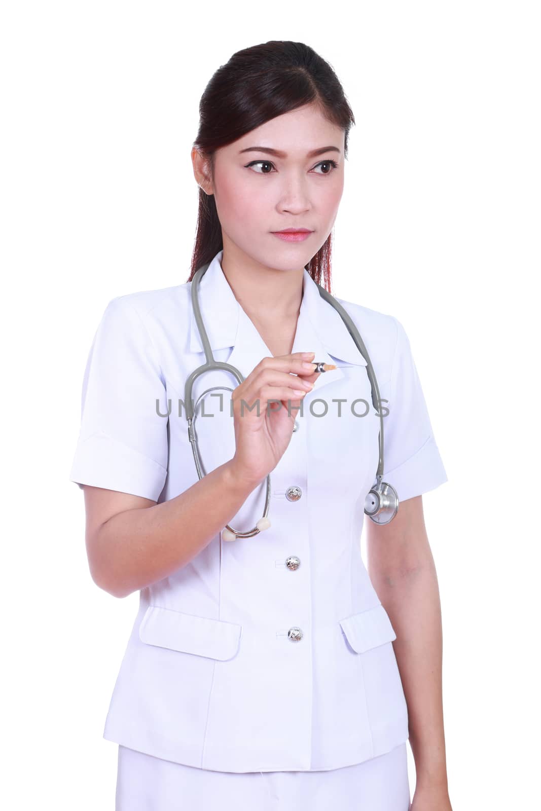 nurse with syringe isolated on white background