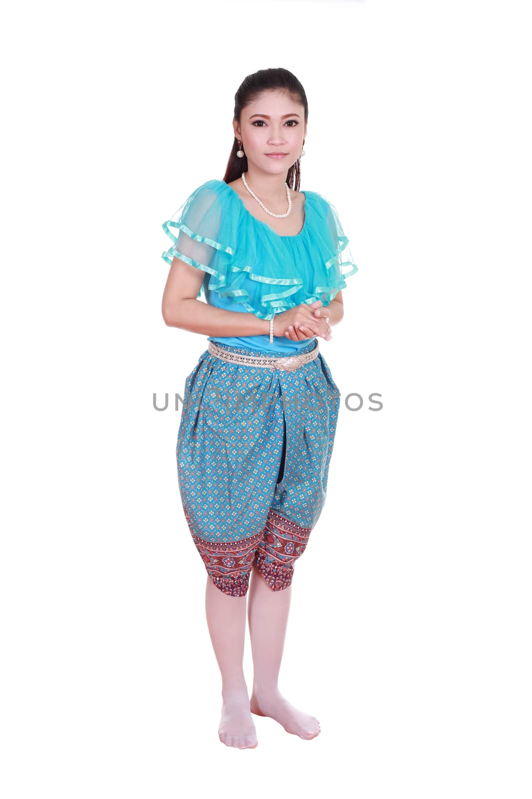 woman wearing typical thai dress isolated on white background by geargodz