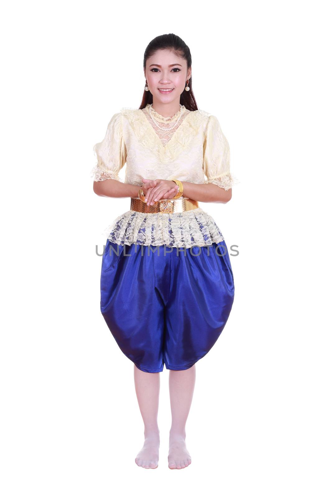 woman wearing typical thai dress isolated on white background by geargodz