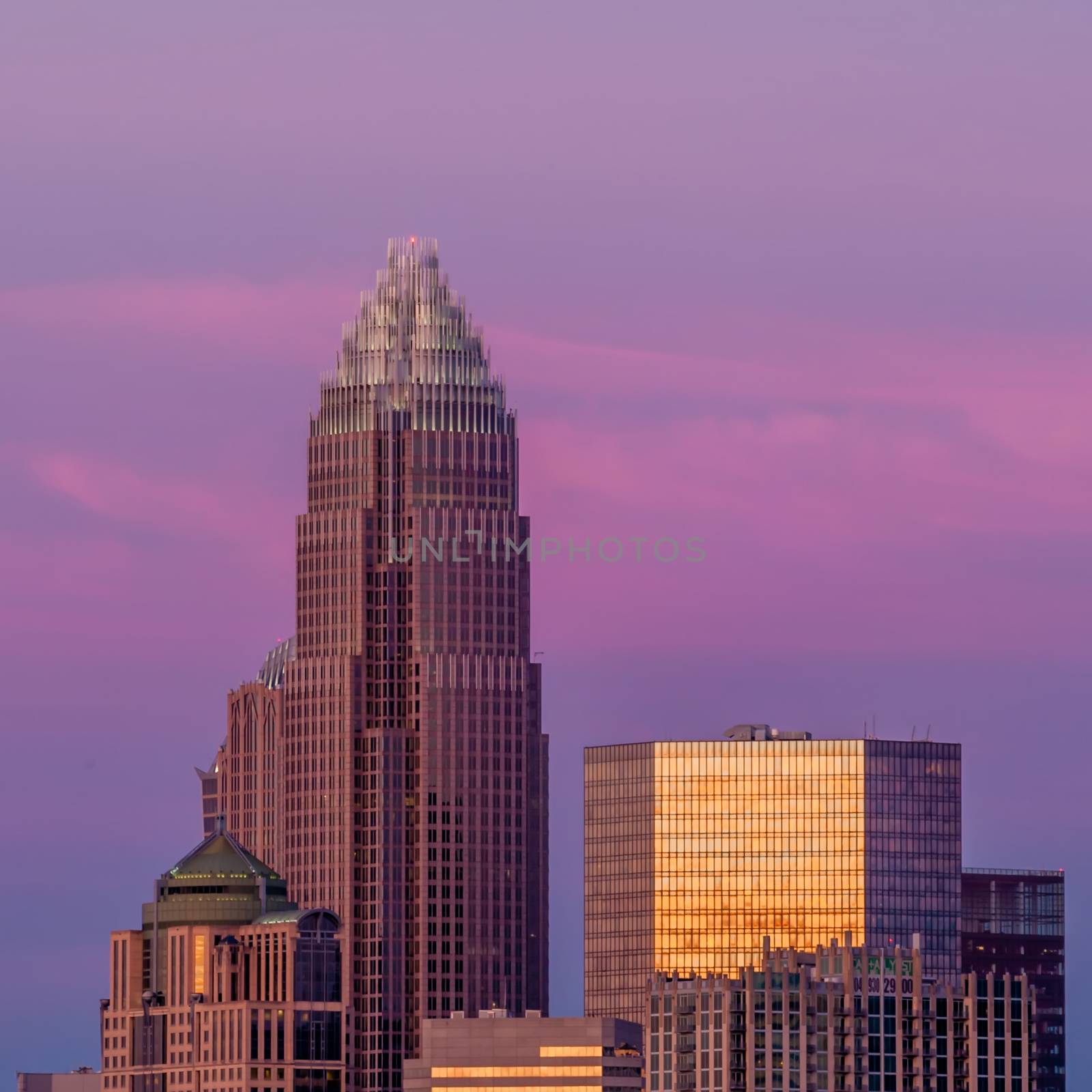 Charlotte, North Carolina, skyline in the afternoon sun.