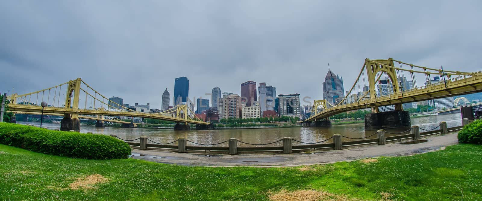 pittsburgh pa skyline on cloudy day by digidreamgrafix