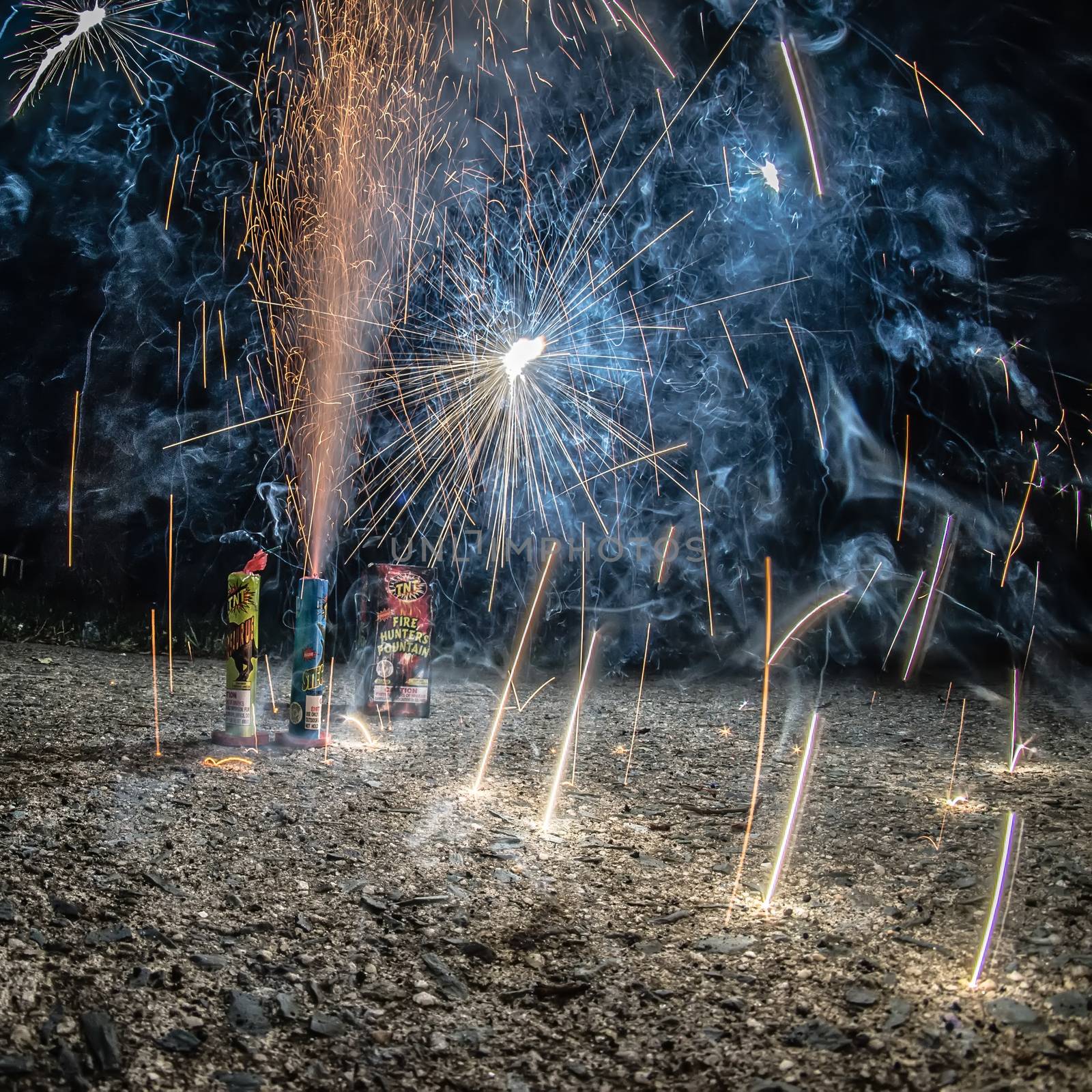 fireworks at home in a driveway by digidreamgrafix