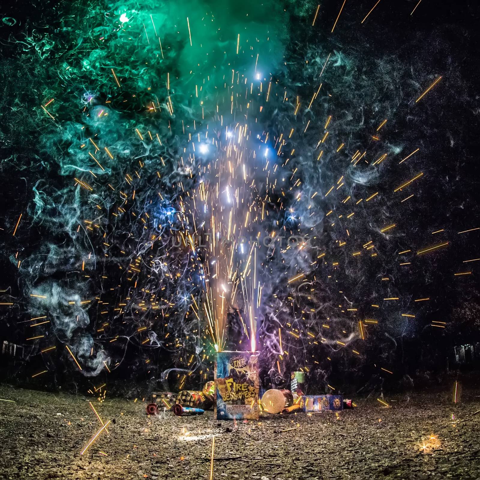 fireworks at home in a driveway by digidreamgrafix