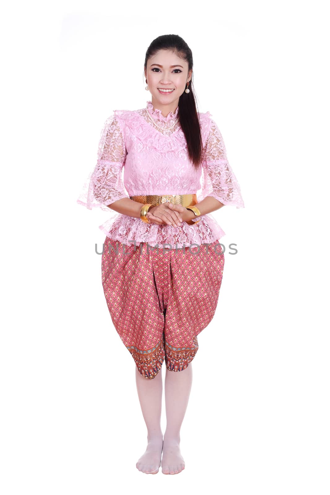 woman wearing typical thai dress isolated on white background by geargodz