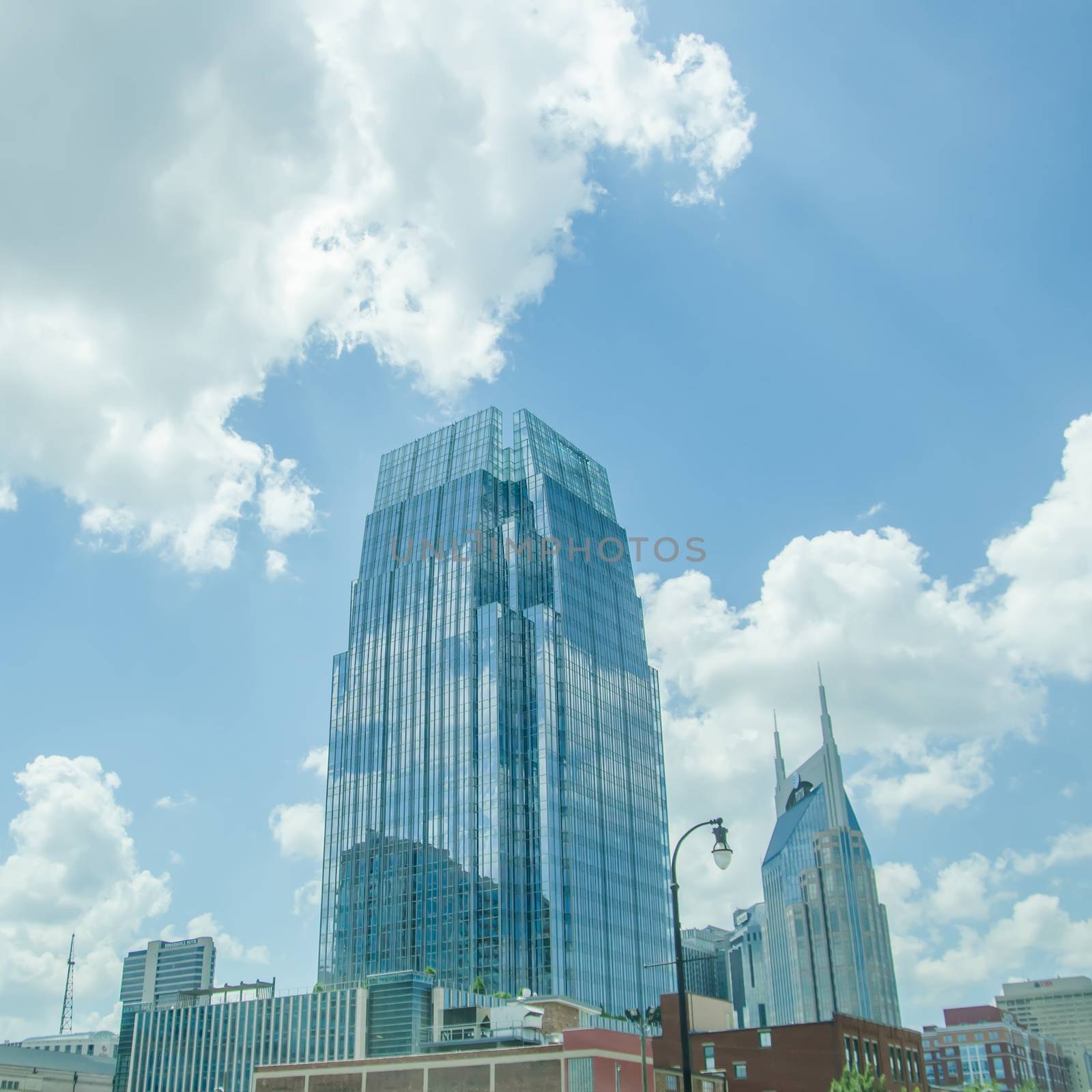 Nashville, Tennessee downtown skyline and streets