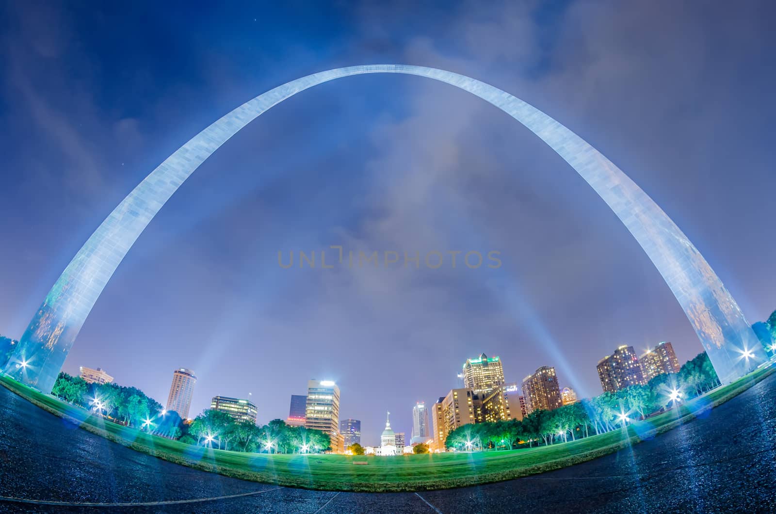 saint louis gateway arch and downtown skyline by digidreamgrafix