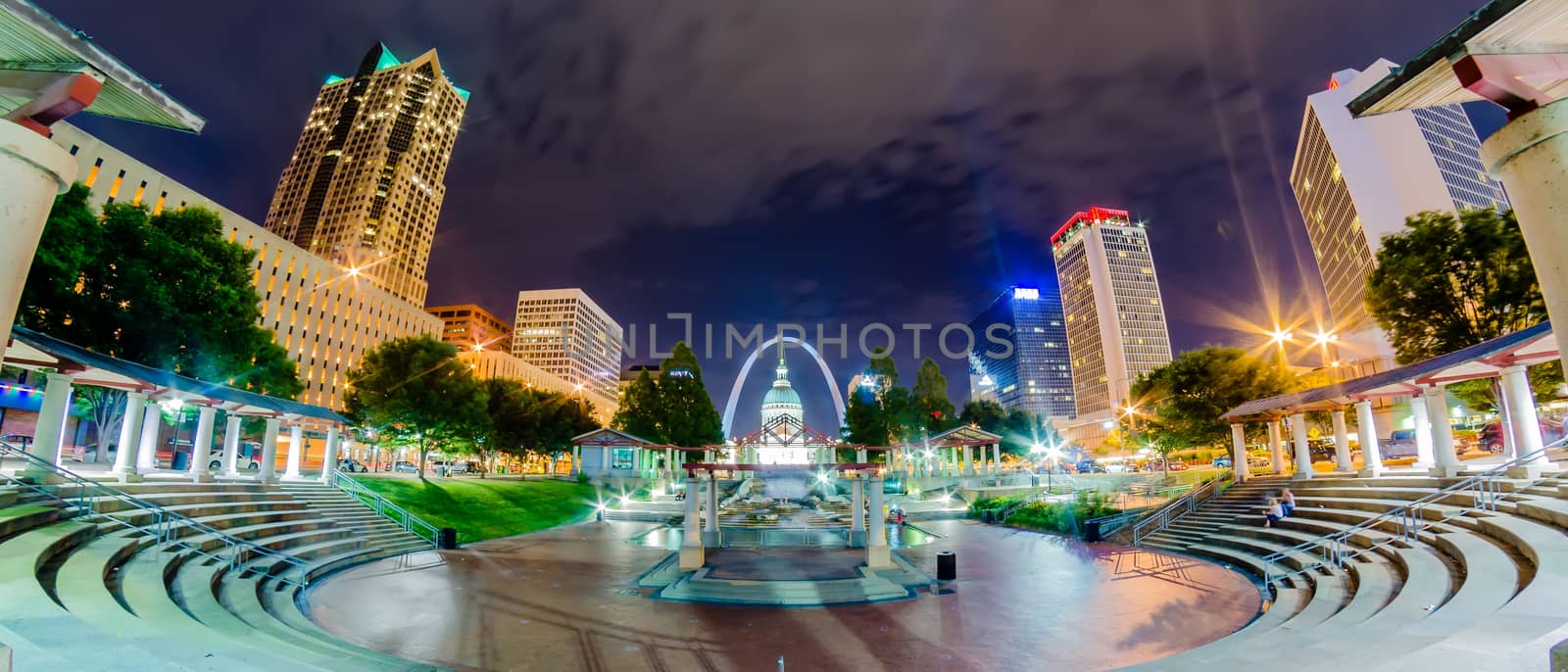 St. Louis downtown skyline buildings at night by digidreamgrafix